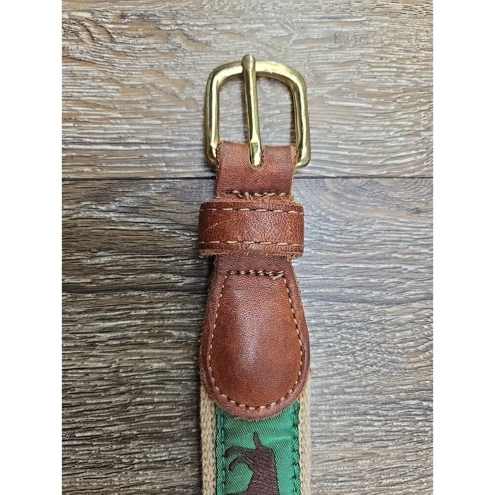 J. Bailey Buddy Belt Brown Lab Leather Canvas Ribbon Belt - 20 Inches
